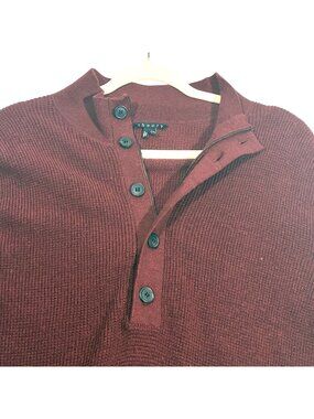 Theory Men’s Merino wool Burgundy Waffle polo Knit Sweater XXL preppy old money